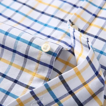 100% Pure Cotton Oxford Shirts for Men Long Sleeve  Plaid Shirt Striped Male BusinessTartan  Red Shirt Mans Designer Clothes 5