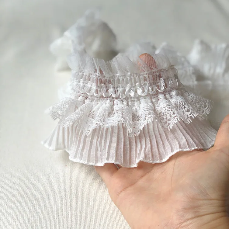 9cm Doll Dress Wedding Clothes Lace Fabric Embroidered Ruffle Trim DIY Dress Apparel Collar Sewing Decoration