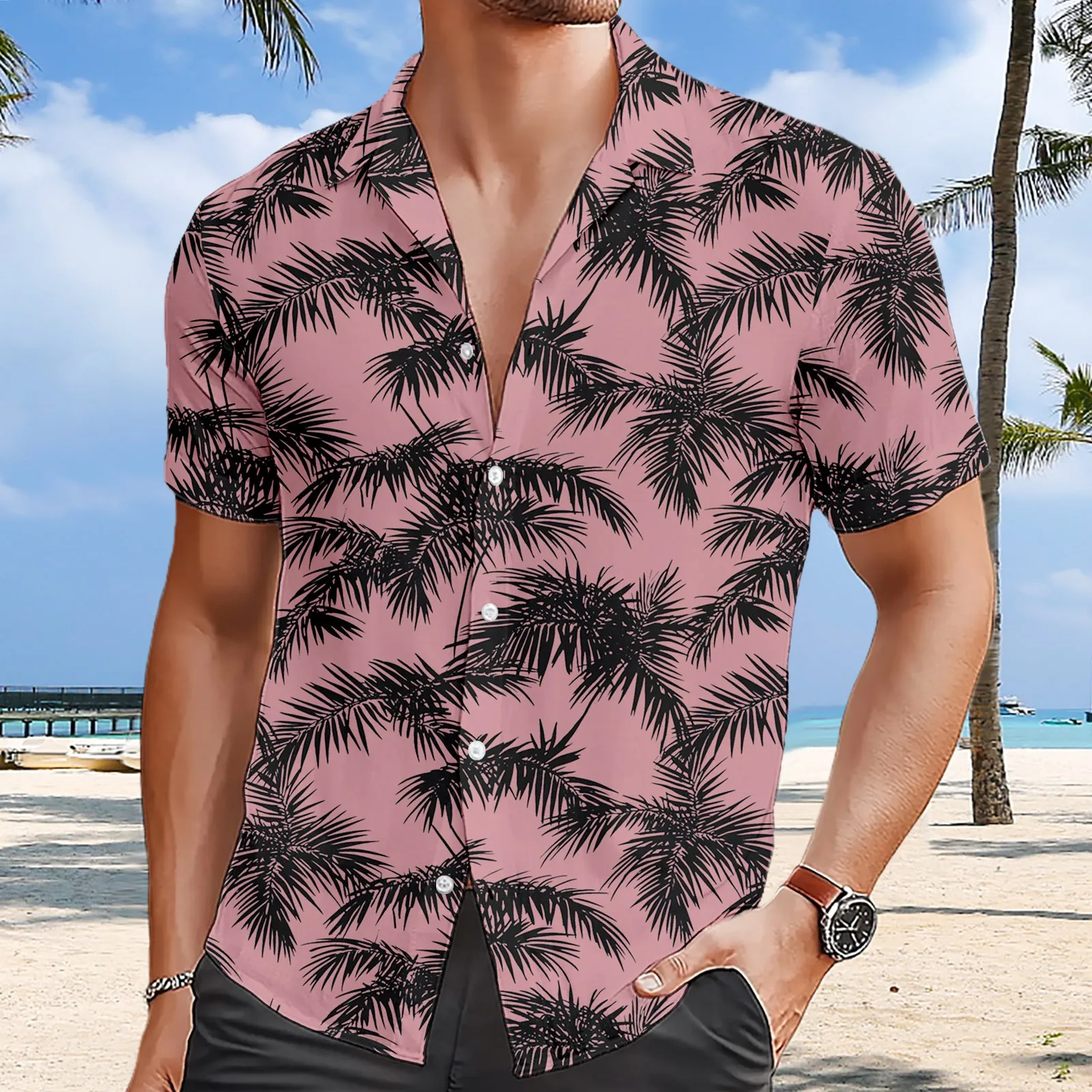 

2025 Coconut Tree Shirts For Men 3d Printed Men's Hawaiian Shirt Beach Short Sleeve Man Blouse Shirts Fashion Tops Shirt Male