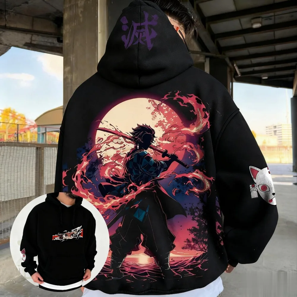 

Autumn Fashion Demon Slayer Anime Hoodie Men Women Pullover Sweatshirt Oversized Casual Cosplay Streetwear Clothes Tops
