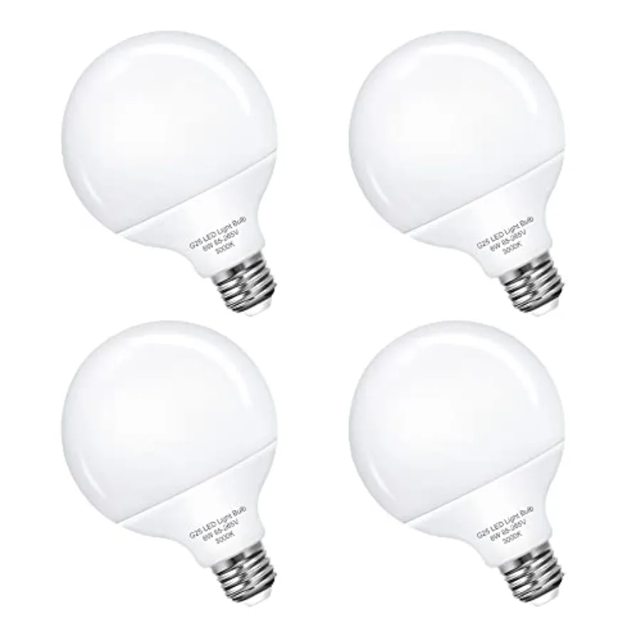 G25 LED Vanity Globe Light Bulb, 60W Equivalent Incandescent Bulbs for Vanity Bathroom Mirror Light Bulb, 3000K E26 Base Makeup