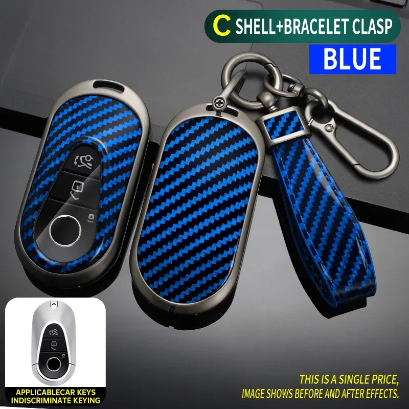 

Carbon Fiber Zinc Alloy Car Remote Key Fob Case Cover Shell For Mercedes Benz W223 Class S300 S350 S450 S500 2020 2021 Keychain