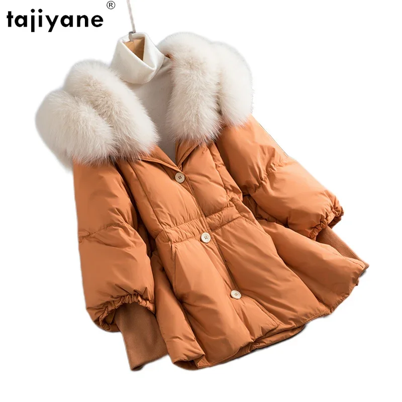 Tajiyane Winter Coats for Women 2023 Casual 90% White Goose Down Jacket Fox Fur Collar Mid-length Parkas Chamarras Para Mujer