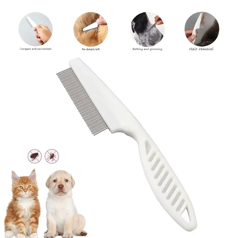 Stainless Steel Pet Grooming Comb, Comfort Flea Hair Comb for Cat Dog, Home Pet Animal Care Protect Flea Comb