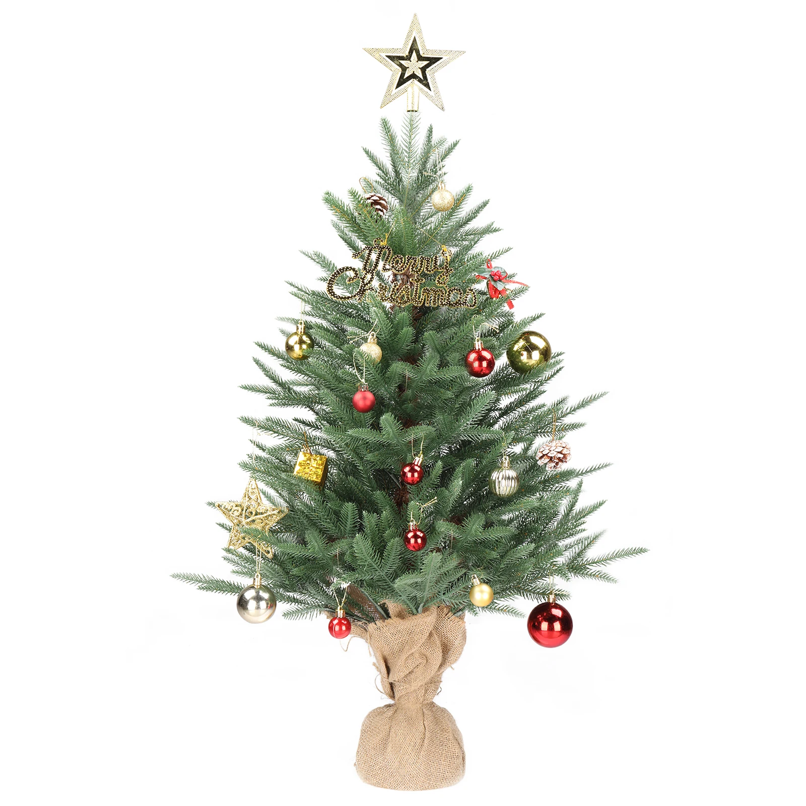 3 FT Tabletop Artificial Mini Christmas Tree with Cloth Bag Base for Bedroom Table Desk Porch, Small Xmas Tree with 100 Branch