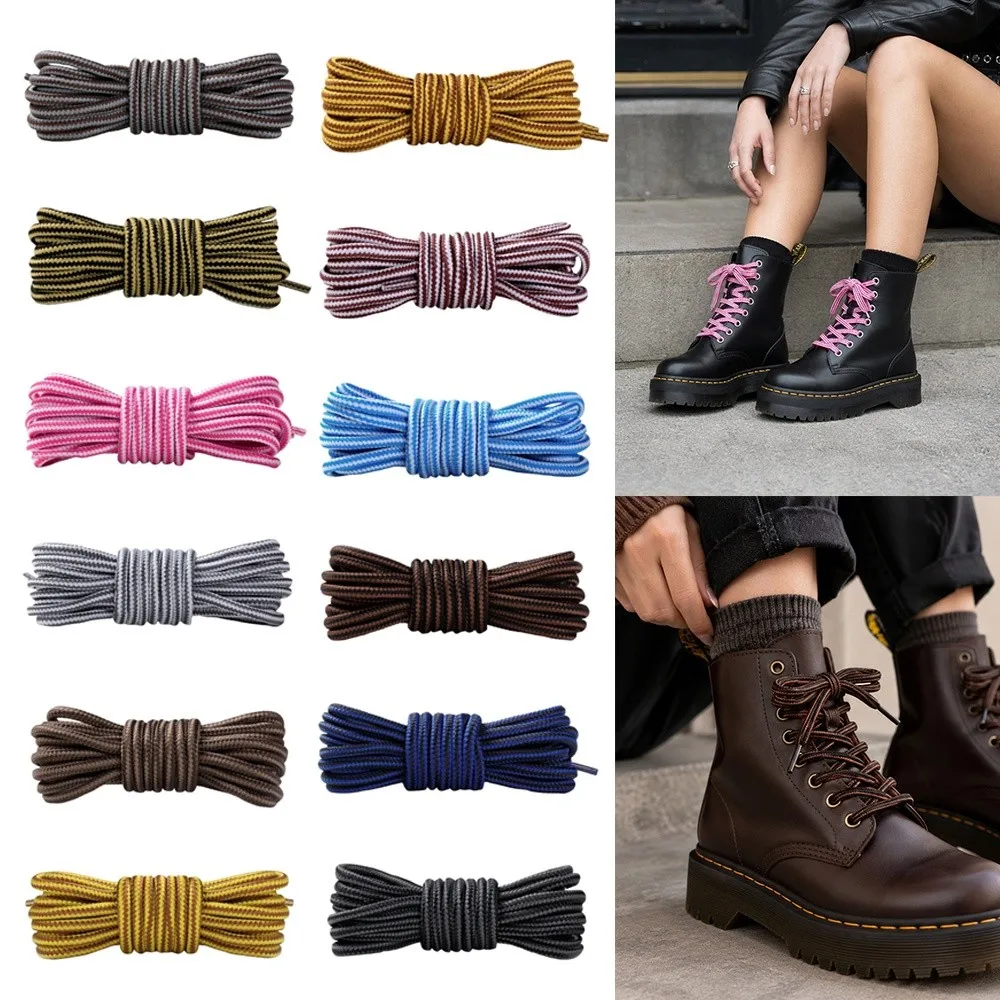 High Quality Round Shoelaces Striped Replace Hiking Laces Colorful Heavy Duty Work Boot Laces Shoes Accessories