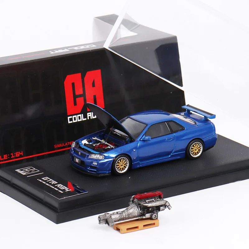 

Коллекционные модели автомобилей Nissan GTR R34 Skyline из сплава, украшения, масштаб 1:64