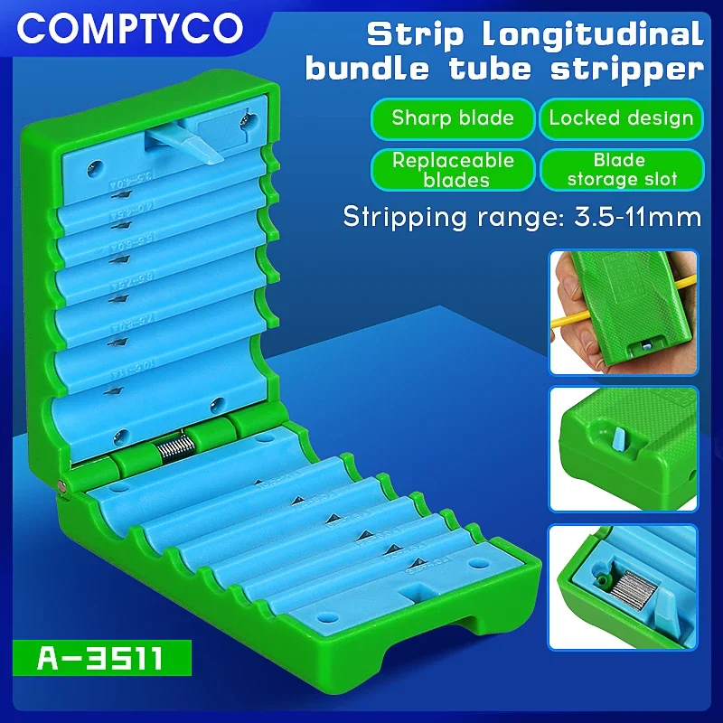 COMPTYCO 1.2-3.3 มม.ยาวกลางเครื่องมือตัดท่อ Tube Slitter ไฟเบอร์ออปติกริบบิ้น Optic CABLE Stripper