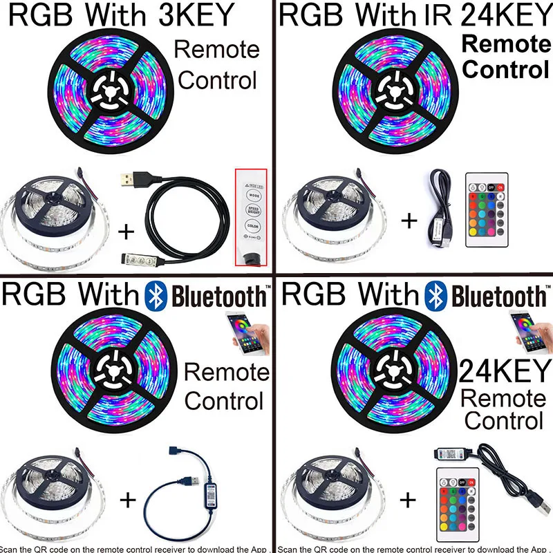 Светодиодная лента, 5 В, rgb, 1 м, 2 м, 3 м, 4 м, 5 м