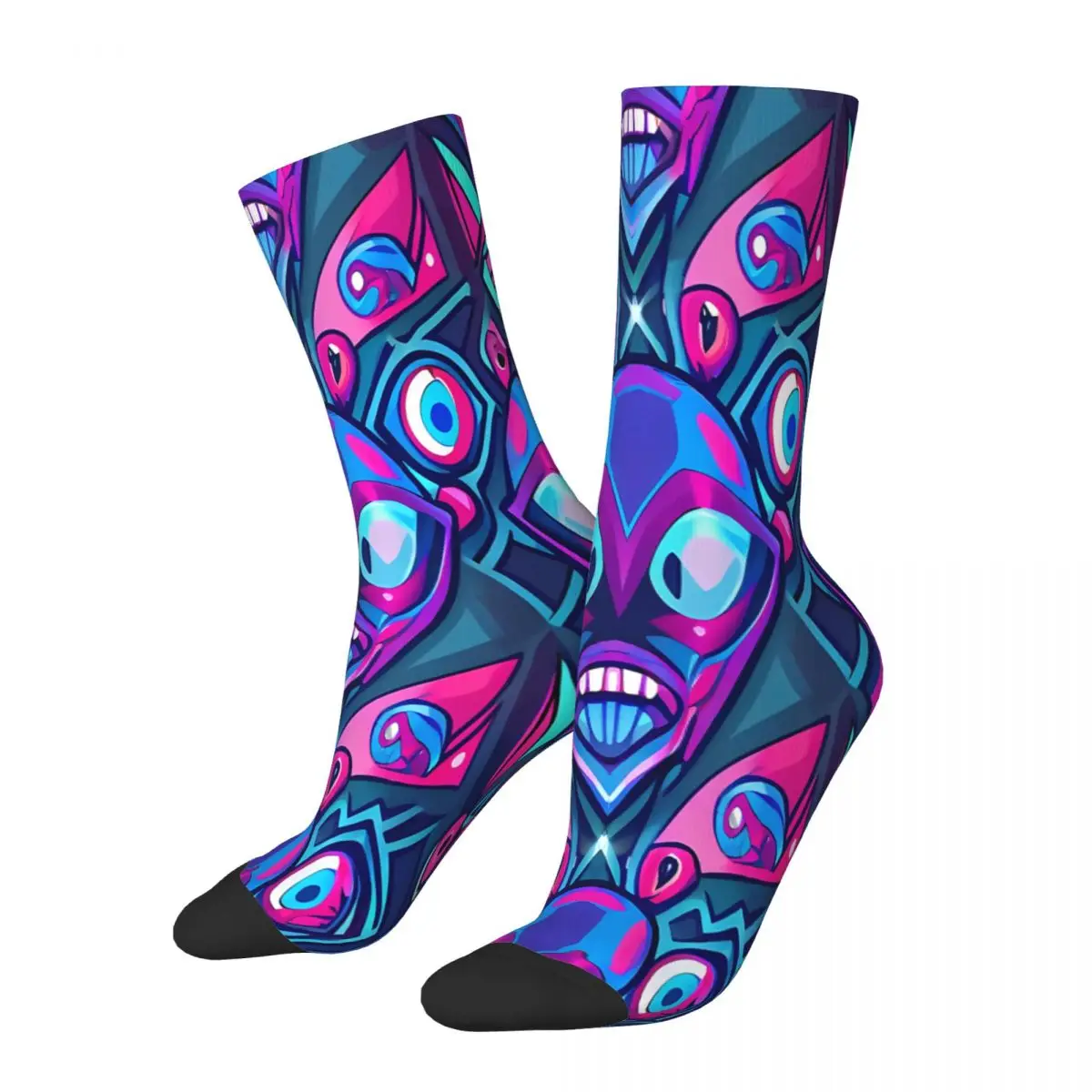 Weird Funny Robot Alien Pattern Digital Painting Alien And UFO Pattern Socks Male Mens Women Spring Stockings Printed