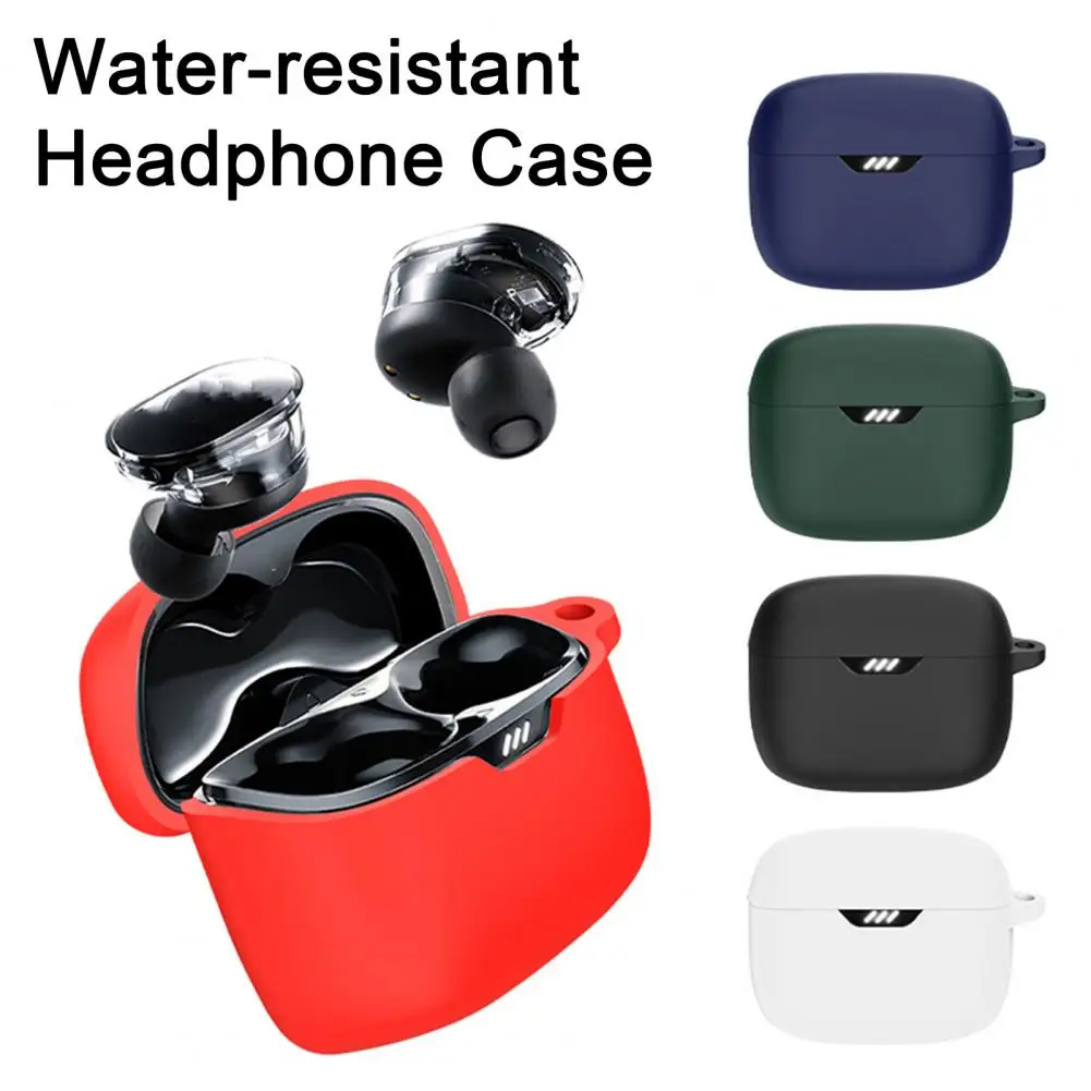 Headphone Case Protective Silicone Case for Jbl Tune Beam Earphones Shockproof Dustproof Cover with Carabiner Lightweight