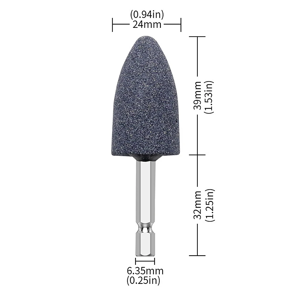 2-teiliges Schleifscheibenkopf-Set mit sechseckigem Schaft und Metallschleifstein – rotierendes Werkzeug zum Polieren und Reparieren – Detail 7