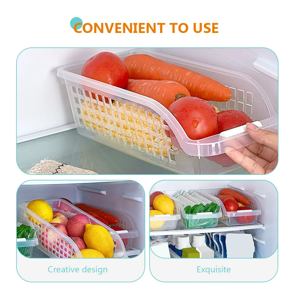 

2Pcs Transparent Fridge Organizers Tough Hardness Easy Clean Fruit Vegetable Storage Containers Refrigerator Containers