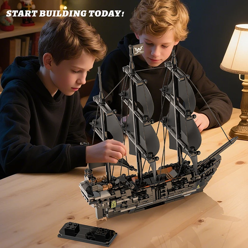 774 pçs pérola escuro navio pirata moc blocos brinquedos de construção crianças adulto presentes natal diy tijolos barco conjuntos casa ornamento