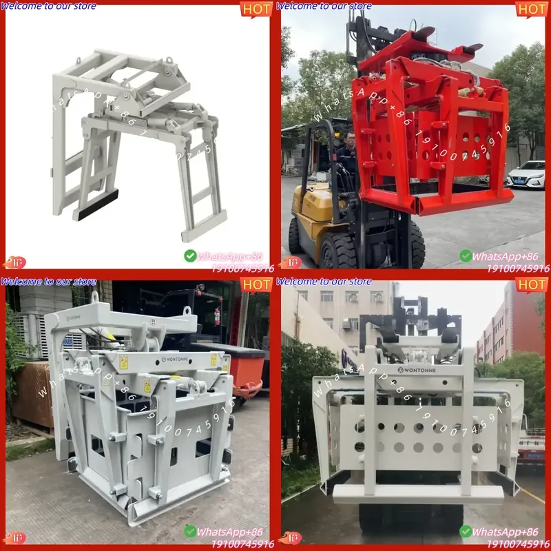 CE Certificate Wontonne New Stainless Steel Ball Bearing Forklift Attachments Bell Type Block Clamp for Electric Forklifts