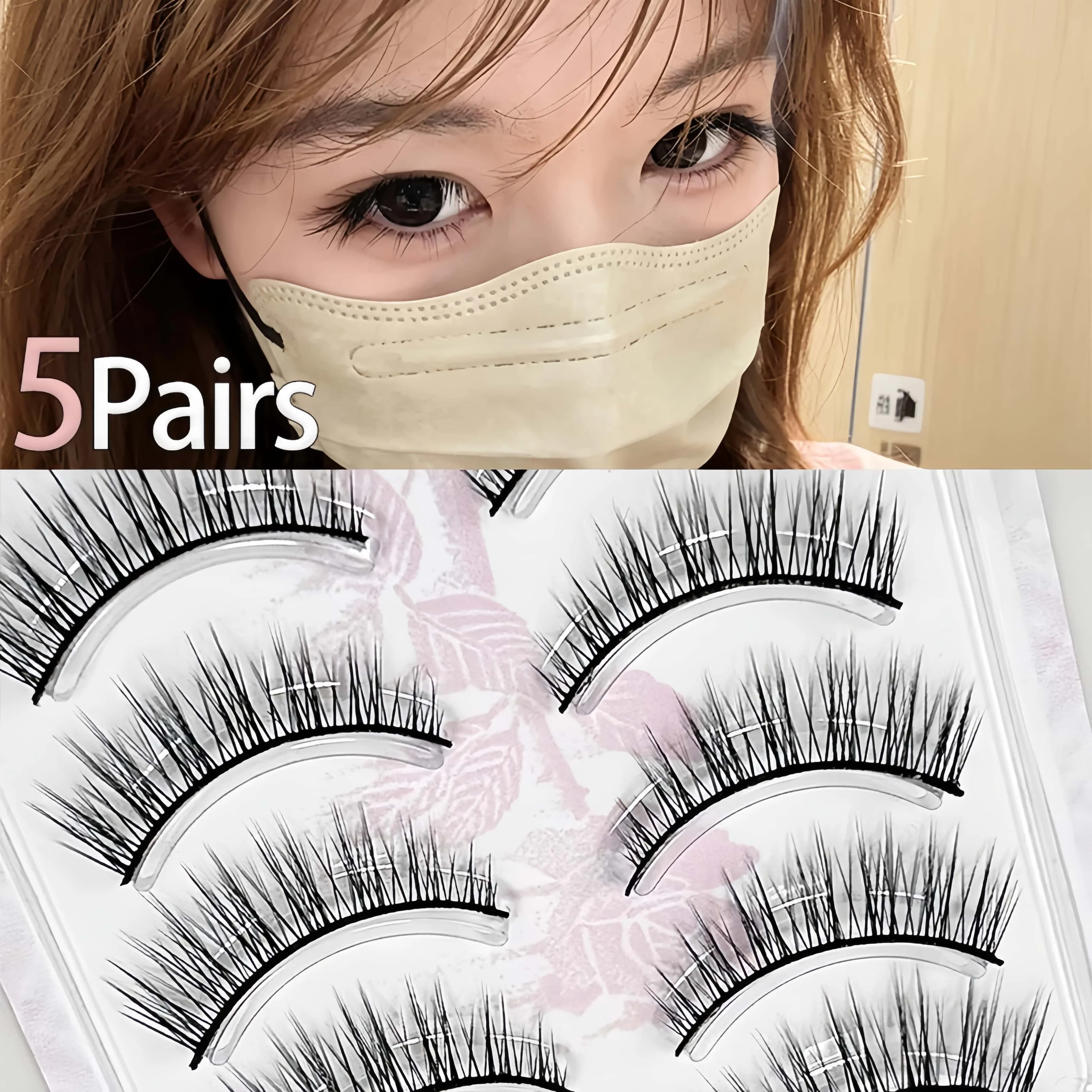 Cosplay Makeup False Eyelashes One Piece Hard Stem Baby Straight Natural Look Synthetic Fiber Strip Lashes 7-13mm C Curl Lash