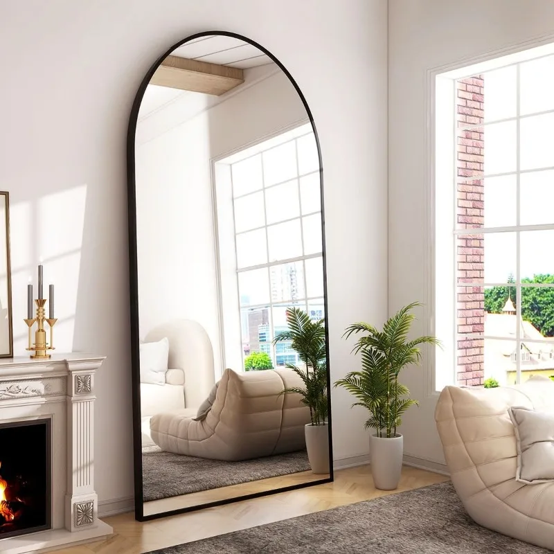 34x76 inch Wall Mount Arched Full Length Mirror-Aluminum Alloy Frame High Definition-Full Body Mirror for Bedroom or Living Room