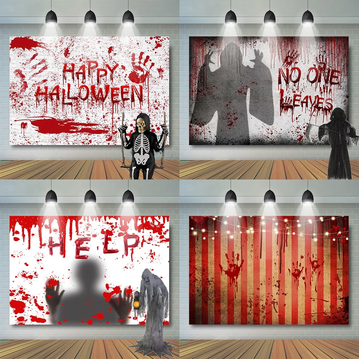 Blood Stain Decor Backdrop Halloween Kids Child Photography Adult Ghost House Baby Brick Wall Festival Background Photostudio