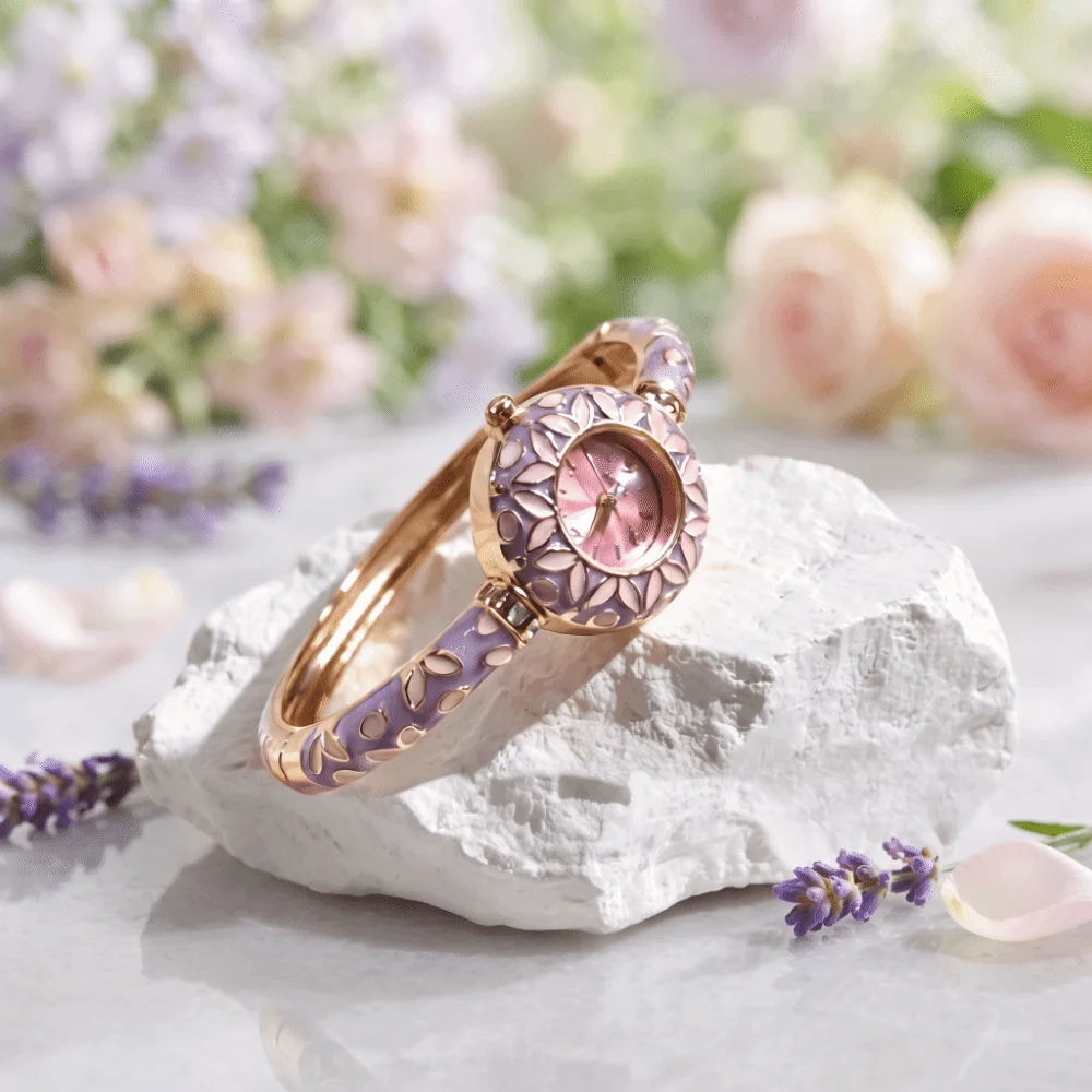 Fashionable Elegant Design Bracelet Watch Round Shape Colorful Bracelet Women's Watch Gradient Rainbow Vintage Watch Female Wear