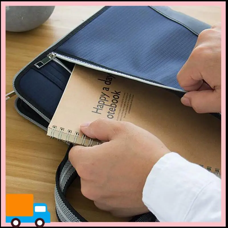 

Professional 1 Piece Business Zipper Waterproof Insert File Bag A4 Paper Folder Capacity Package Black