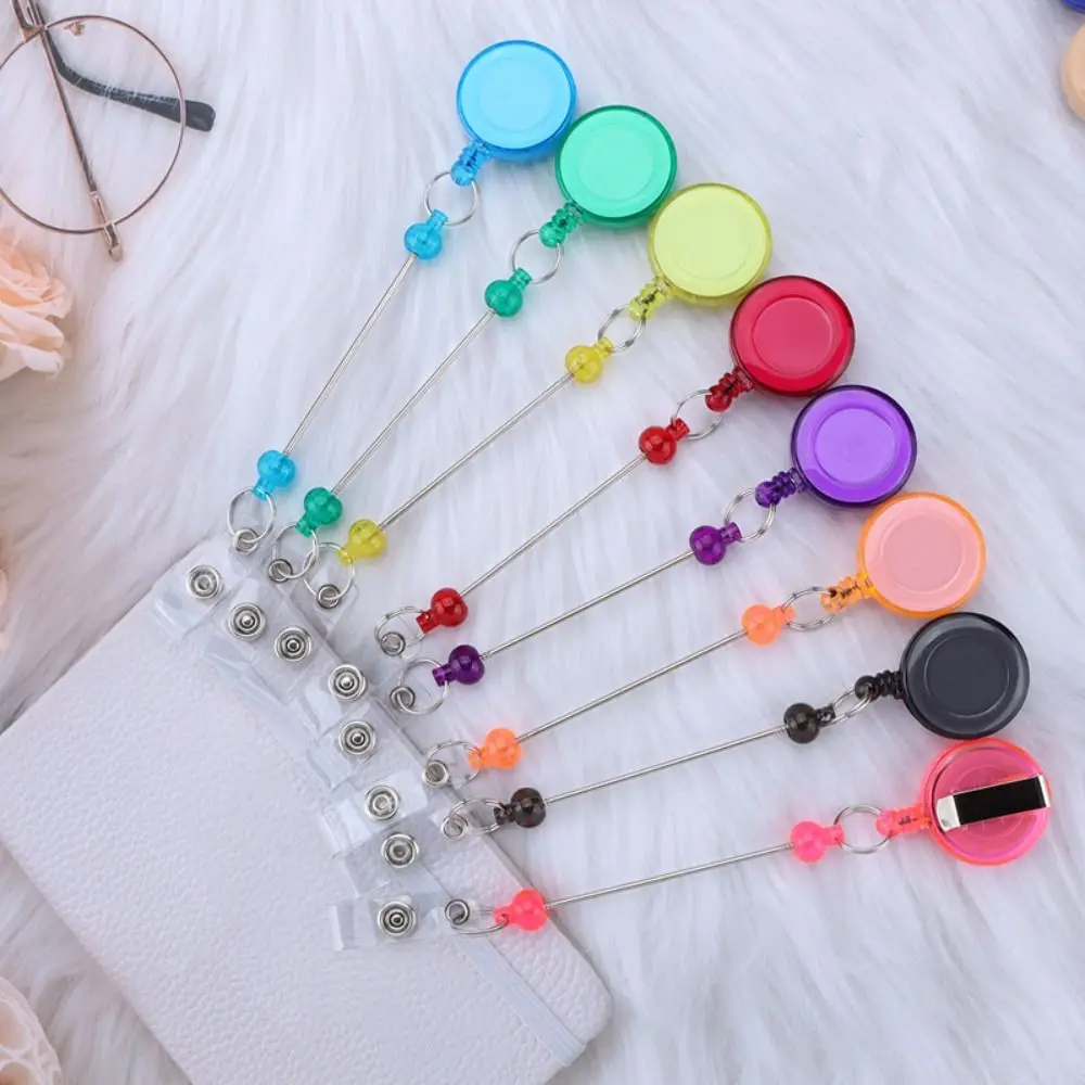 Hospital Use Beadable Retractable Badge Reel Blank Bar Belt Clip ID Badge Holder Name Tag Work Card Easy Pull Buckle Jewelry DIY