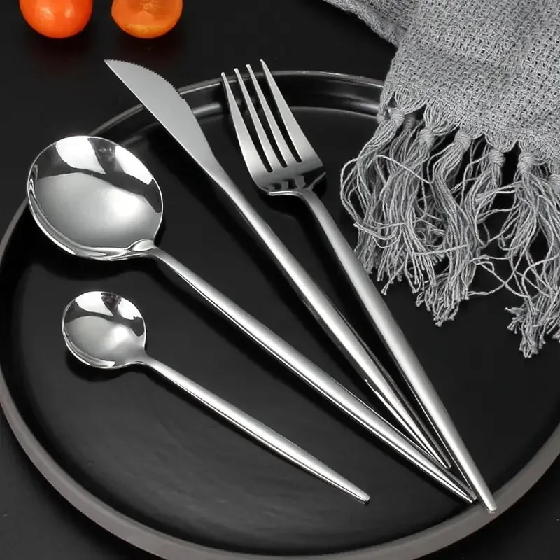 8 Pieces Stainless Steel Flatware Set, Matte Finish Cutlery Tableware Set, Kitchen Utensils Set Include Spoons And Forks Set, Sa