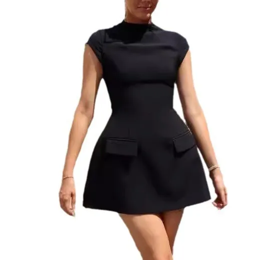 Lente 2024 Dames Slim Fit Ronde Ne Kett Ontwerp Pure Kleur Dr Hoge Taille A-lijn Rok Sle Busin Casual Dr