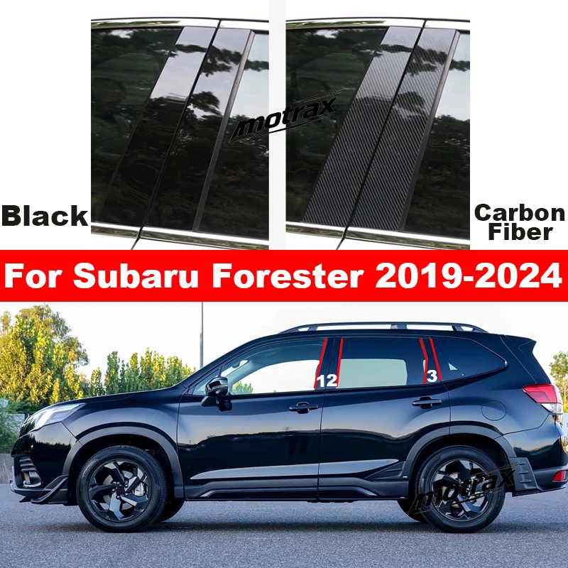 For Subaru Forester SK 2019-2024 Car Pillar Posts Door Central Window Trim Cover Decorative PC Sticker Exterior Accessories