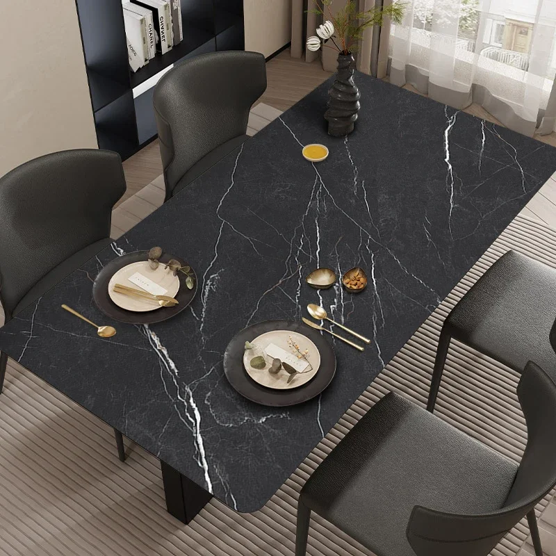 Marble Texture DecorateDining Table Mats Waterproof Oil-proof Easy To Clean PVC Leather No-wash Soft Rug Desk Coffee Table Mat