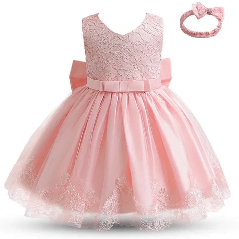 Toddler Baby Girl Dress Big Bow battesimo Dress per ragazze primo anno festa di compleanno abito da sposa vestiti per bambini Tutu Fluffy Gown