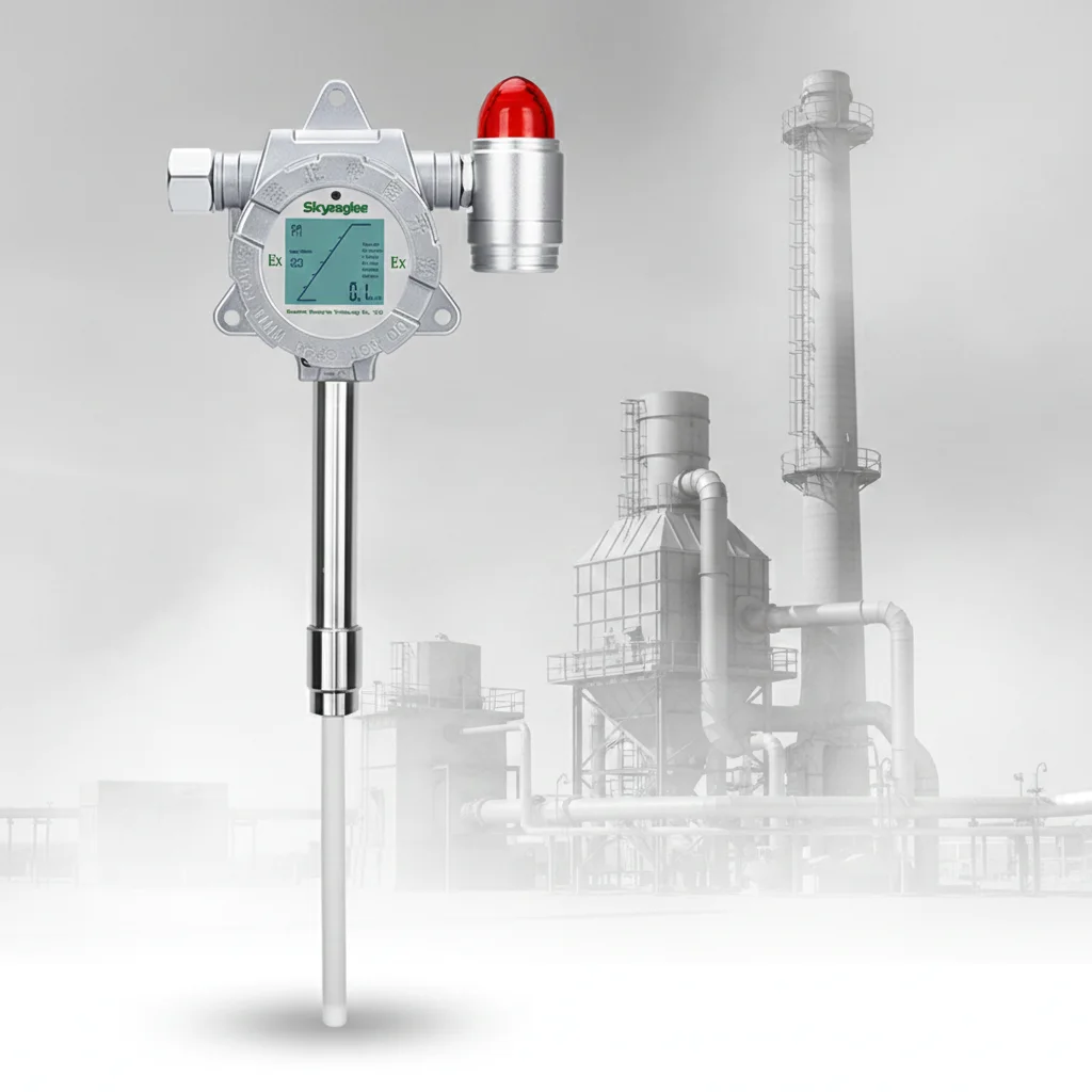 0-1000 mg M3 Industrial Insertion PM2.5 PM10 Dust Detector High Precision Light Alarm IP66 Protection LCD Display for Stack