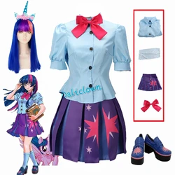 Twilight Sparkle Cosplay Dress Anime Unicorn Princess Birthday Party Human Outfit Shoes Wig Halloween Costume For Women Girls