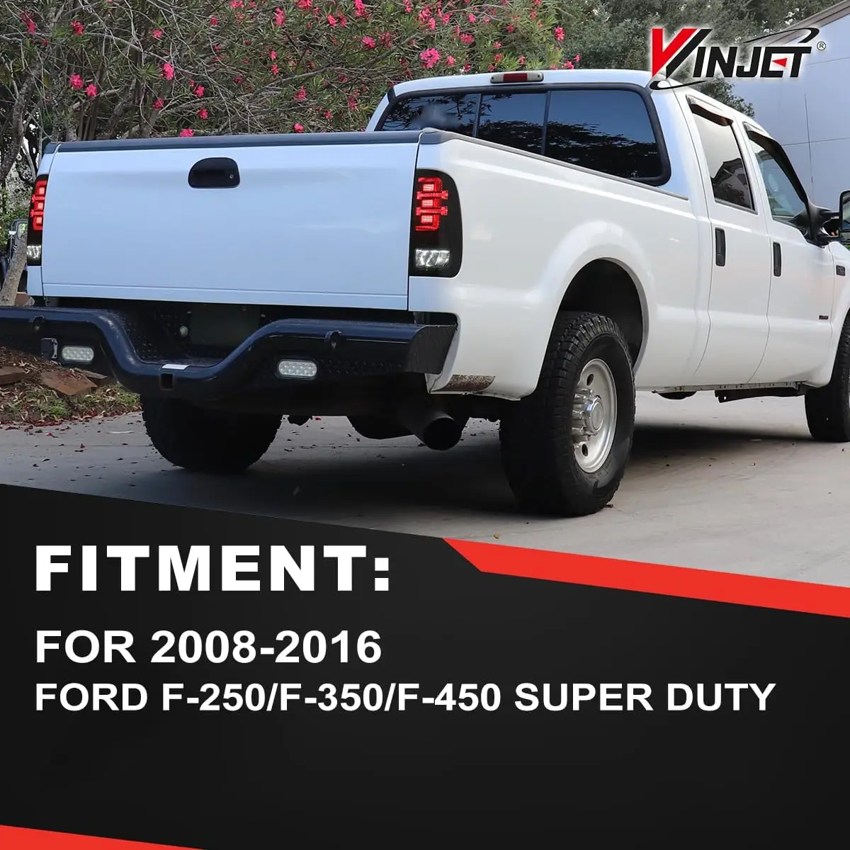 مجموعة المصابيح الخلفية الخلفية تناسب فورد F-250/F-350/F-450 سوبر ديوتي 2008-2016 ماتي الأسود الإسكان الدخان عدسة استبدال مصابيح الذيل