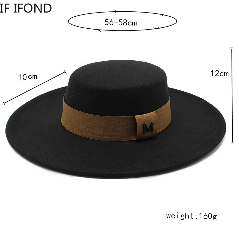 Fedora Hat Men Momen Solid 10CM Wide Brim Derby Top Hats Fashion Black Vintage Trilby Felt Hat