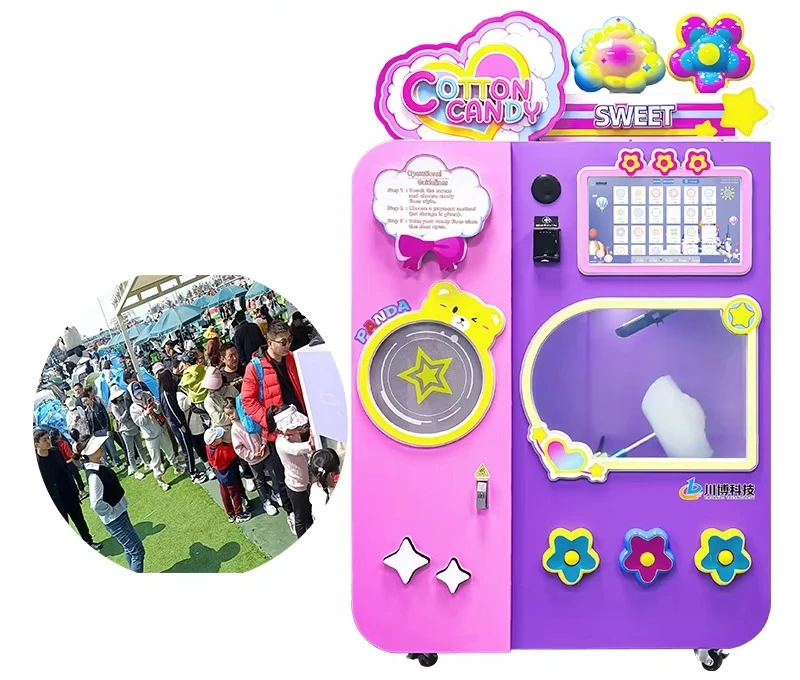 Hot Selling Manufacture Fully Automatic Cotton Candy Vending Machine Smart Commercial Electric Machine for Cotton Candy