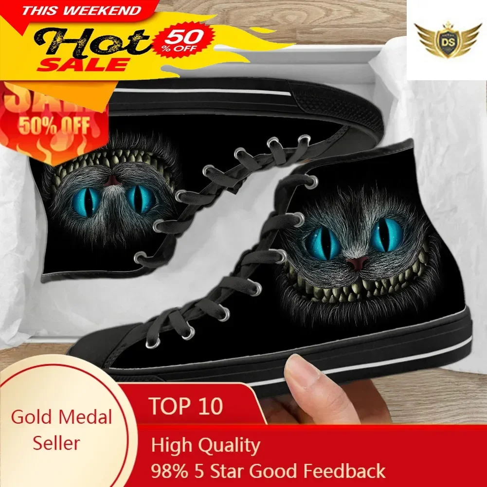 Cheshire Cat High Top Walking Shoes Couple Street Vulcanized Shoes For Men Unsex Comfortable Canvas Tenis Masculino