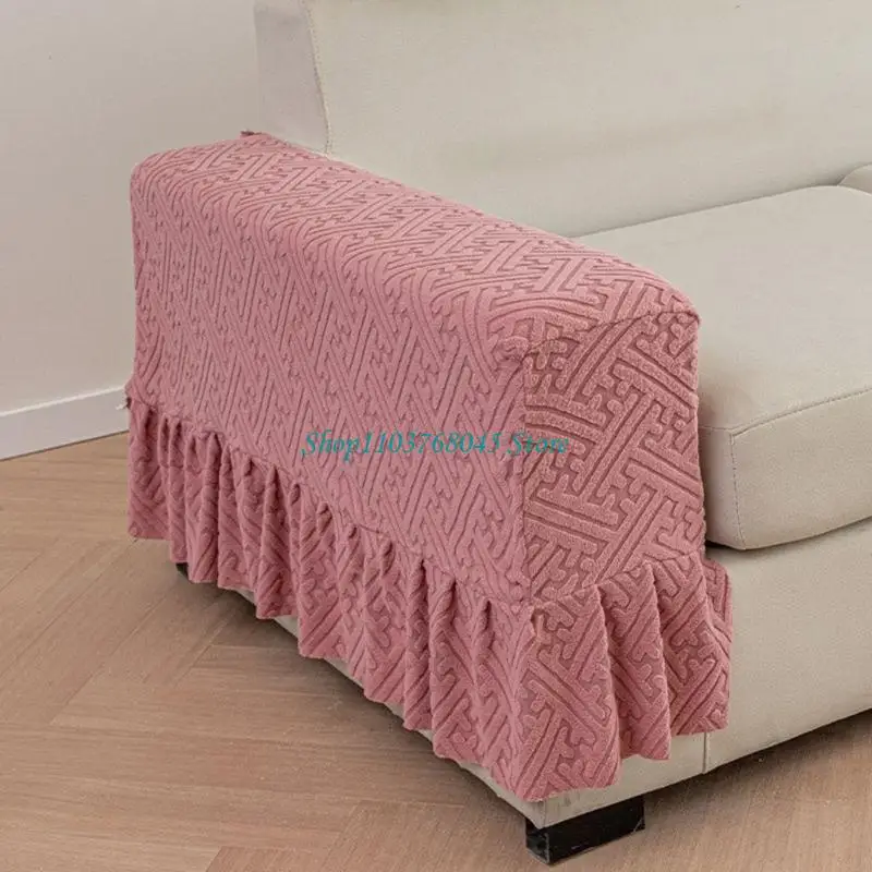 R53F 2 Sofa Arm Cover Armrest Protectors with Skirt Couch Armrest Slipcover Washable