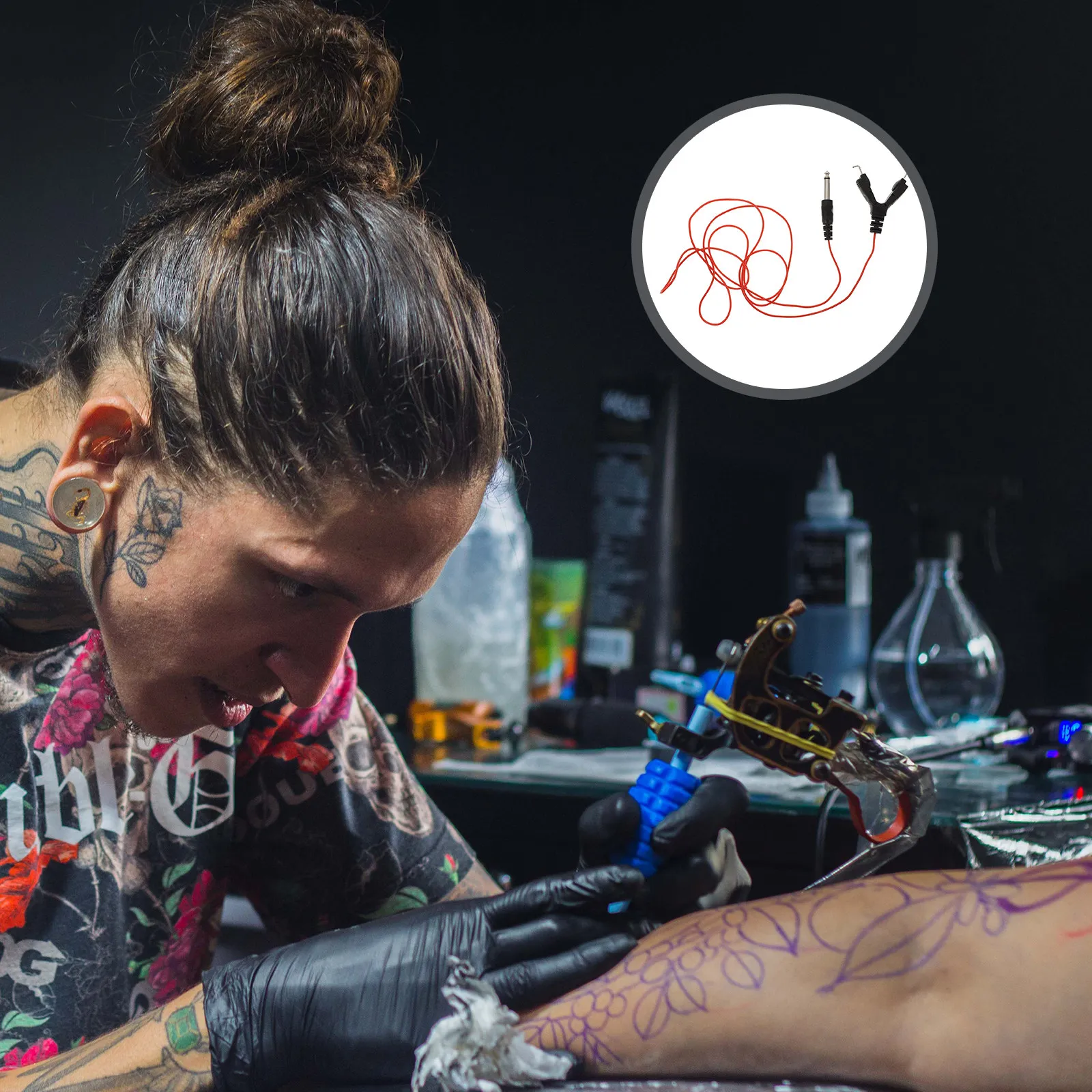 

1 шт. Кабель-переходник для тату-машинки, высокопроводящий, с позолоченным разъемом, водонепроницаемый, износостойкий, гибкий, силовой кабель