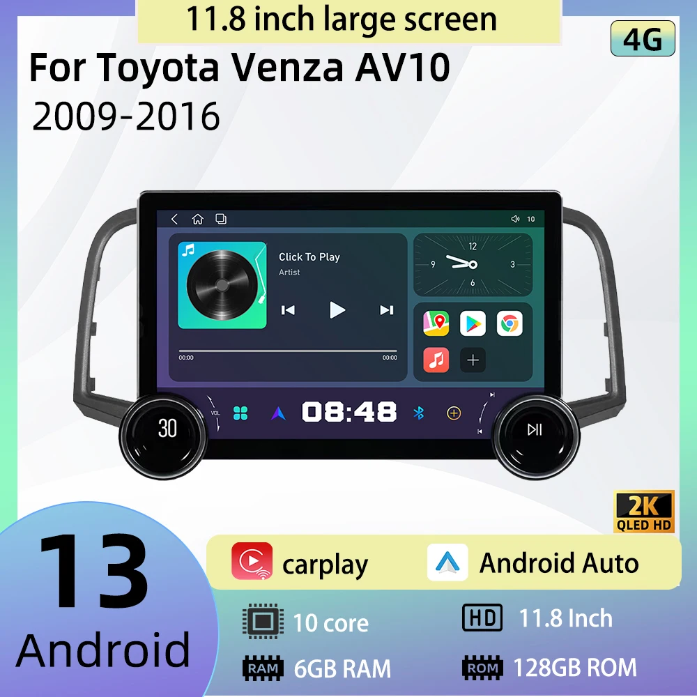 

11.8 Inch Android Car Radio 2 Din For Toyota Venza AV10 2009-2016 Screen GPS Navigation Multimedia Audio Head Unit Autoradio