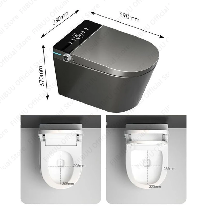 Gray/Black Luxury Wall Mounted Intelligent Toilet One Piece Wall Hung Smart Toilet for Bathroom Remote Control Digital Display