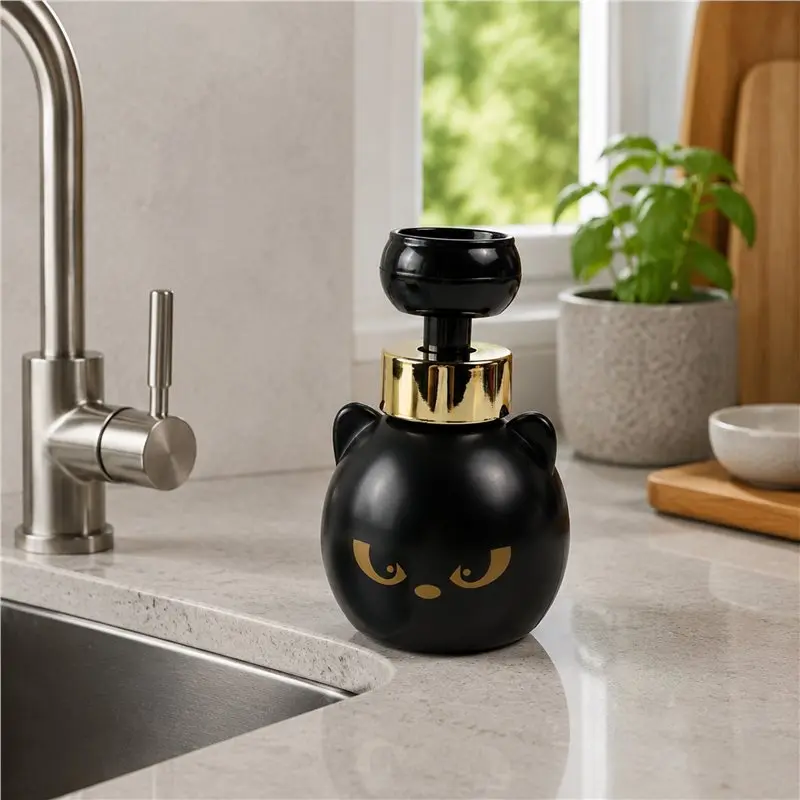 A55F-Cute Cat Paw Foam Soap Dispenser, Cat Foaming Pump Bottle Creates Claw Shaped Foam, Cat Claw Flower Foaming Soap Pump