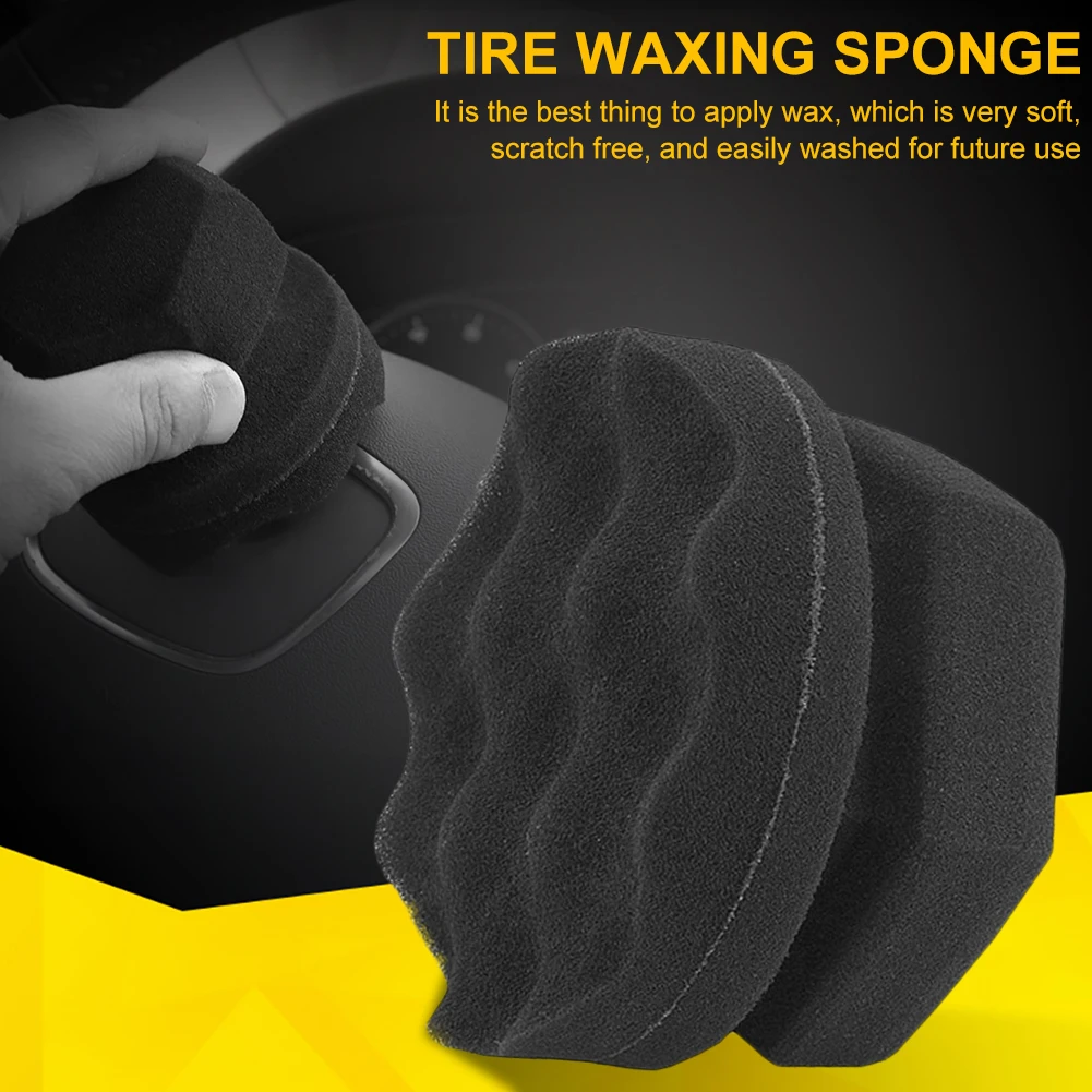 11CM Professional Handheld Tire Waxing Sponge Automotive Car Wheel Washer Tyre Tire Dressing Tools Hex Grip Applicator