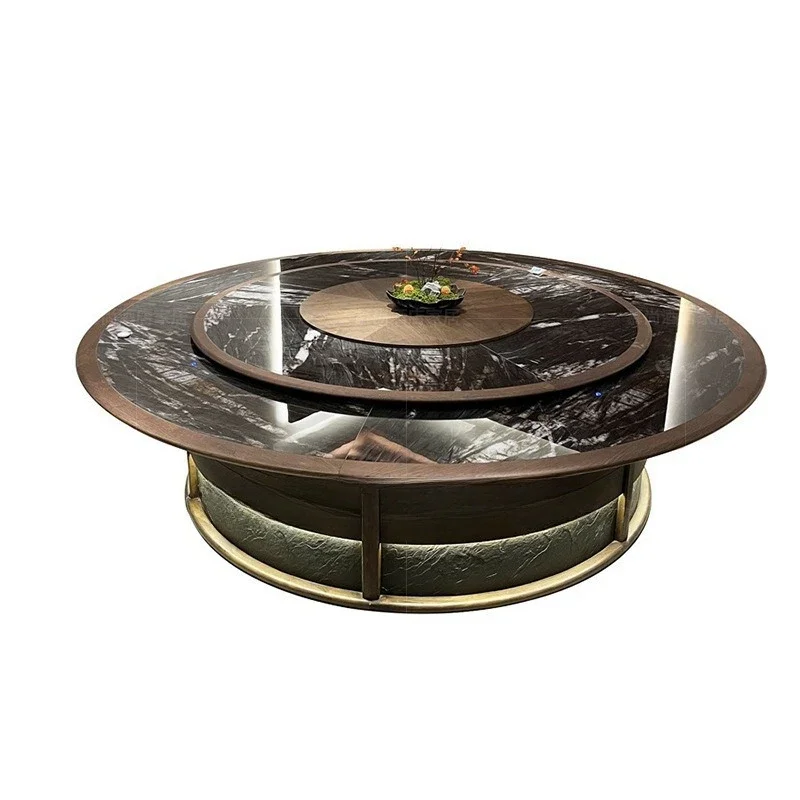 

New Chinese style, hotel, electric dining table, large round table, marble, rock slab, dining table