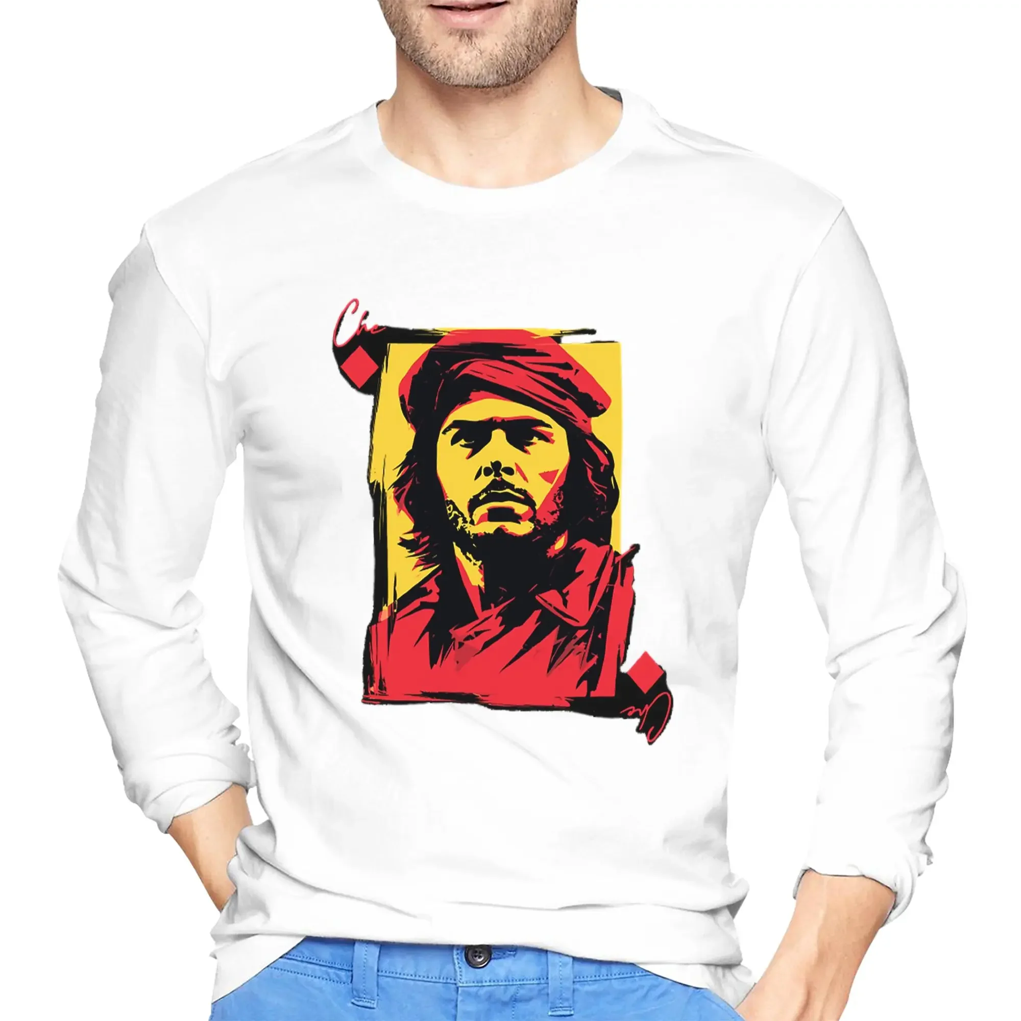 

Che Guevara Men's Long Sleeved T-shirt Breathable Round Neck T shirts Spring and Autumn Men tops