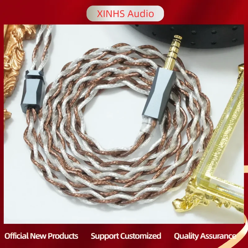 xinhs-x15-4-core-graphene-silver-plated-copper-hybrid-headphone-upgrade-cable-078-2pin-hd650-ie900-kz-qdc-mmcx，25-35-44mm