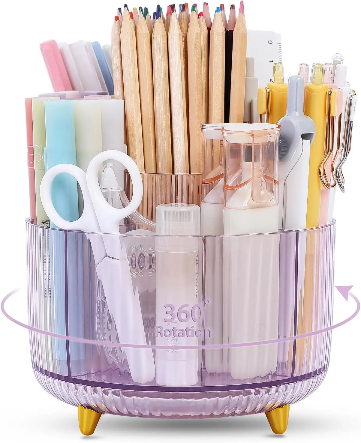

Rotating Pen Pencil Holder, Desk Organizer with 5 Slots for Home Office School Supplies