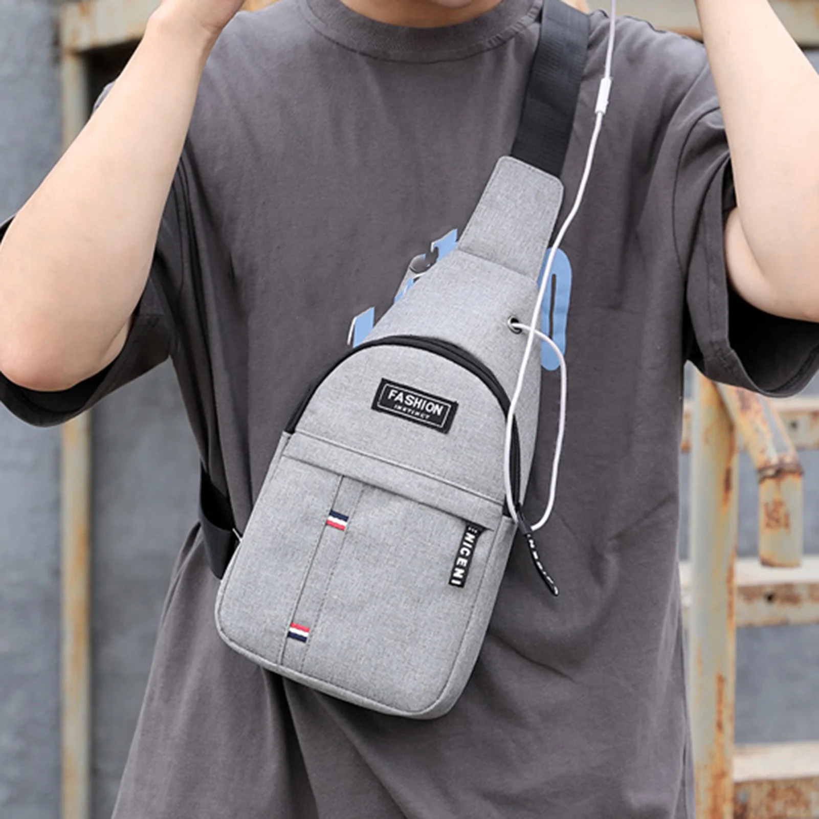 Borsa a tracolla casual da uomo con tracolla regolabile in nylon tessurale per allenamenti sportivi, viaggi, escursioni