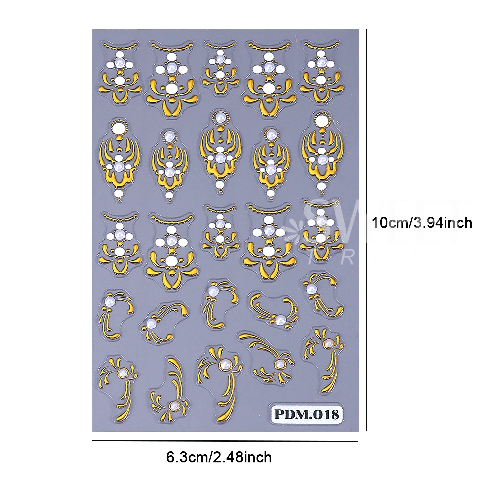 1 قطعة القصر الذهبي ريترو ستايل مسمار الفن ملصقات 5D تنقش ذاتية اللصق اللؤلؤ البتلة الفاخرة مسمار الشارات مانيكير DIY بها بنفسك الديكور