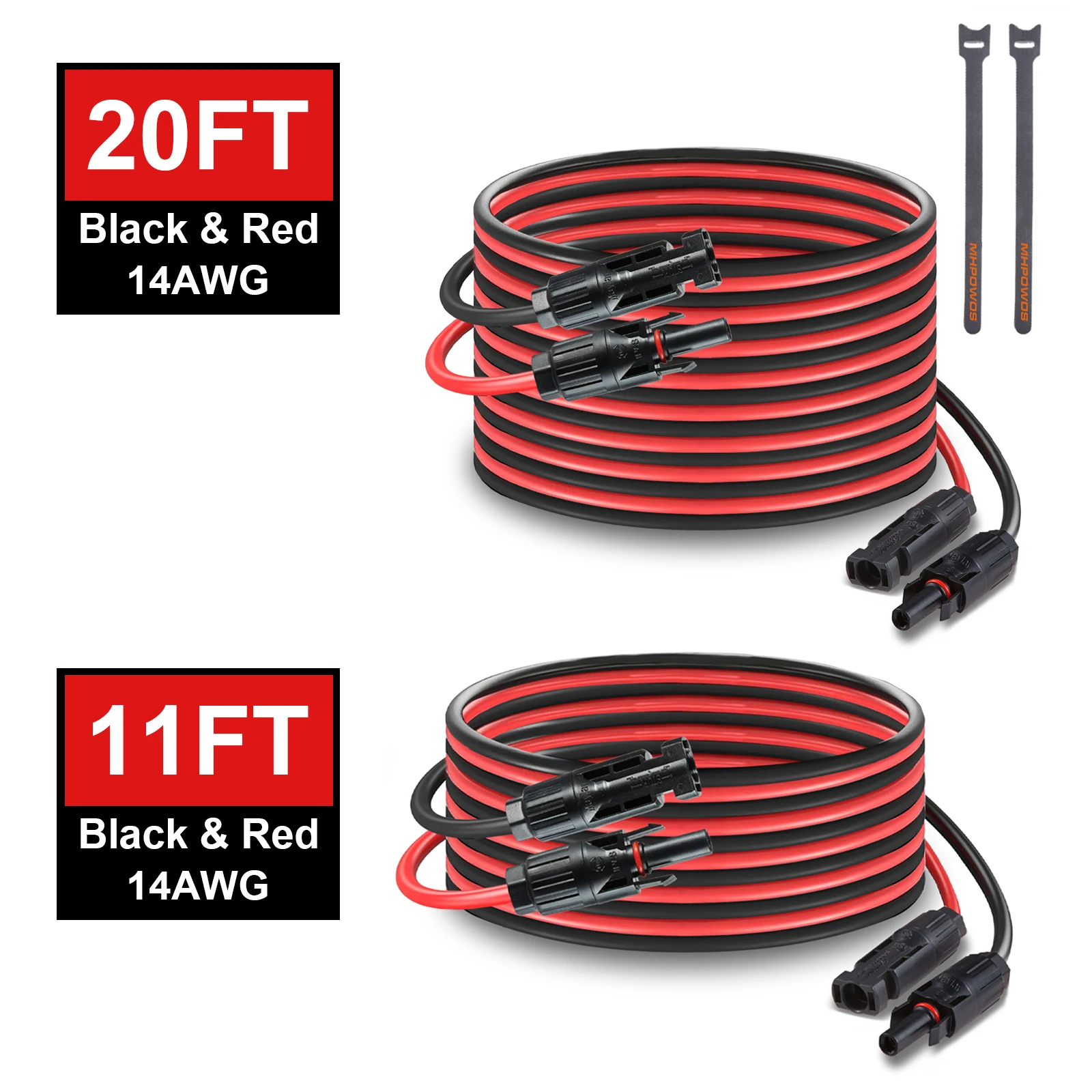 MHPOWOS 3.5/6M Solar Panel Extension Cable 14AWG Solar Extension Cable Kit With Female Male Connectors For RV Spower Station