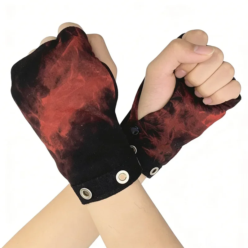 Punk Motorcycle Half Finger Arm Sleeves Gothic Cycling Outdoor Harajuku Gloves Dark Style